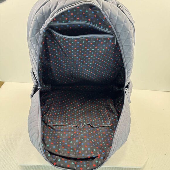 Vera Bradley Essential Large Backpack Gray Quilted Polka Dot Lining Zip Pockets - Picture 6 of 16